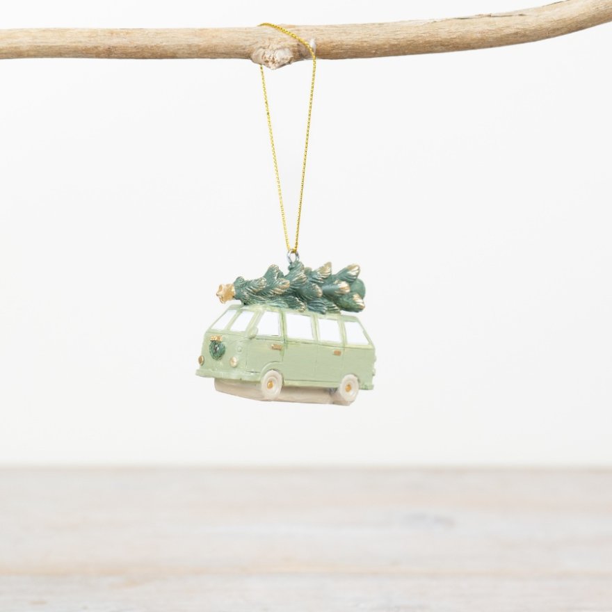 Festive Sage Green Camper Hanger 7cm