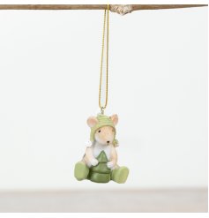 5cm Hanging Mouse with Tree Deco