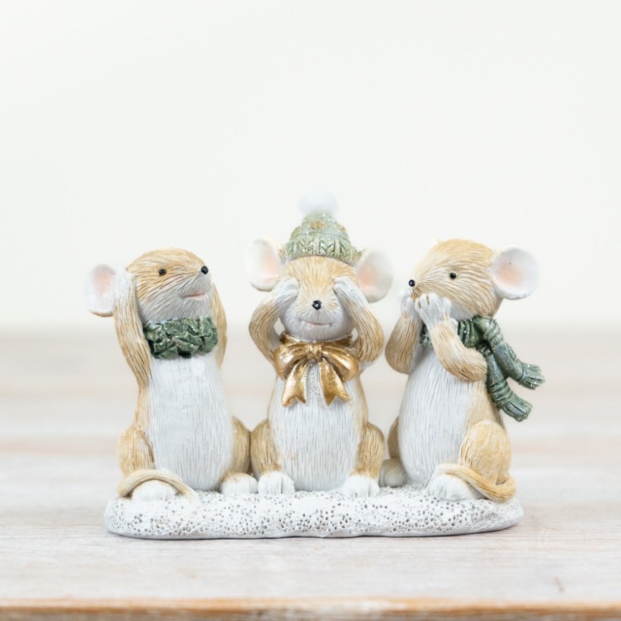 Festive Mice Ornament - Hear No Evil Design