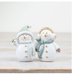 8cm Standing Snowman Deco