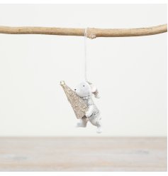 Christmas Mouse With Tree, 9cm