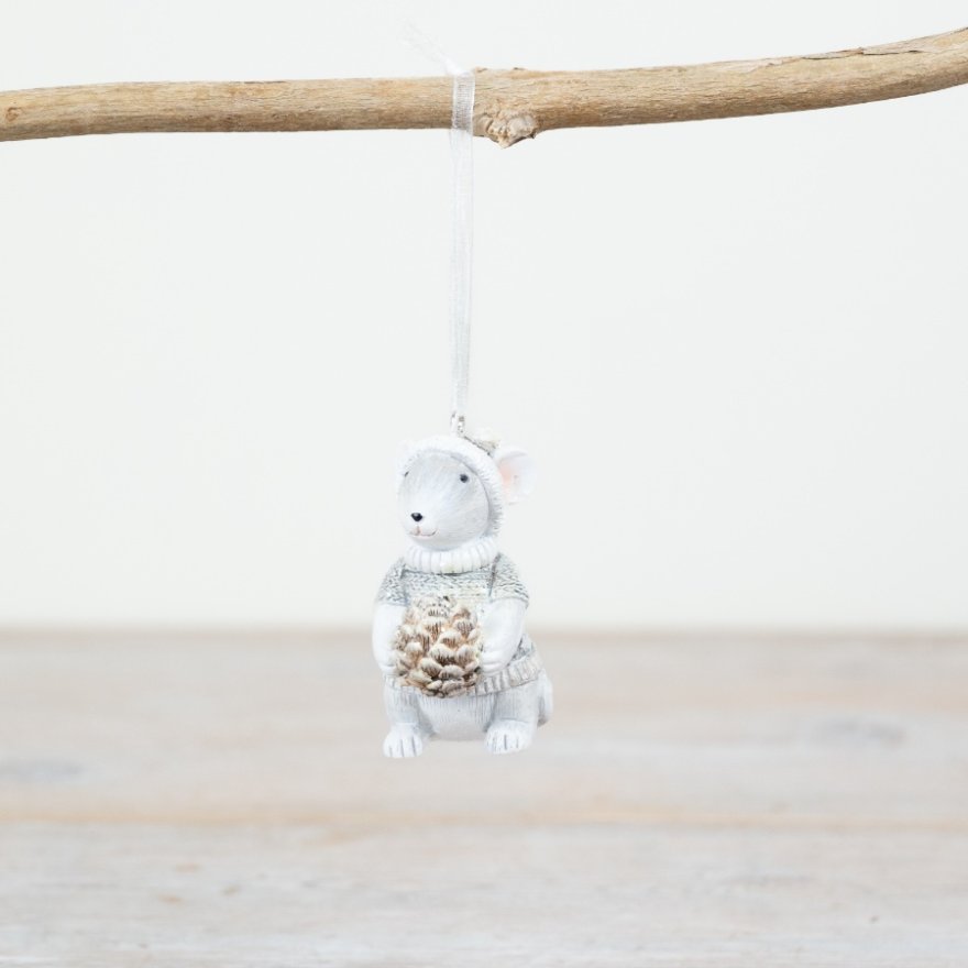 Mouse With Pinecone Hanger, 7cm