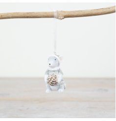 Pinecone Mouse Hanger, 7cm