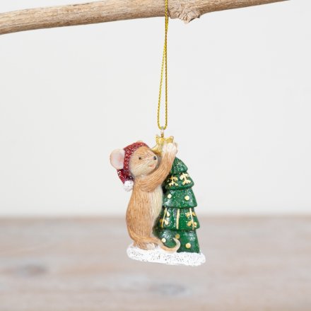 6.5cm Festive Mouse Hanger 