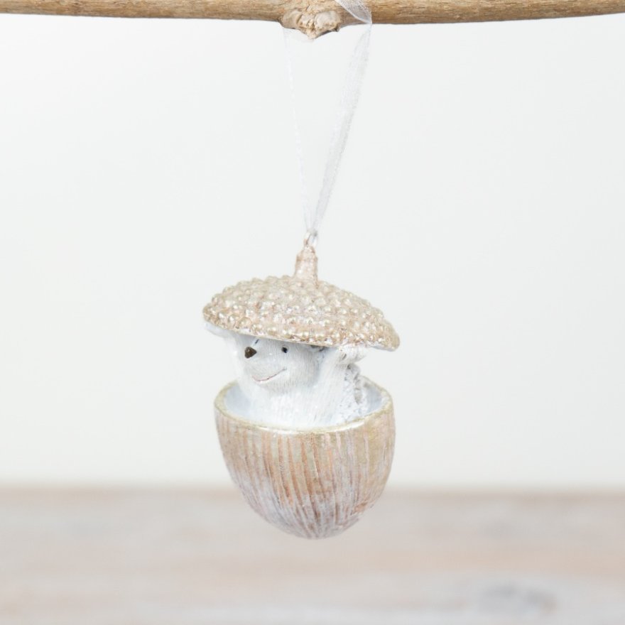 Acorn With Hedgehog Hanger, 7.5cm