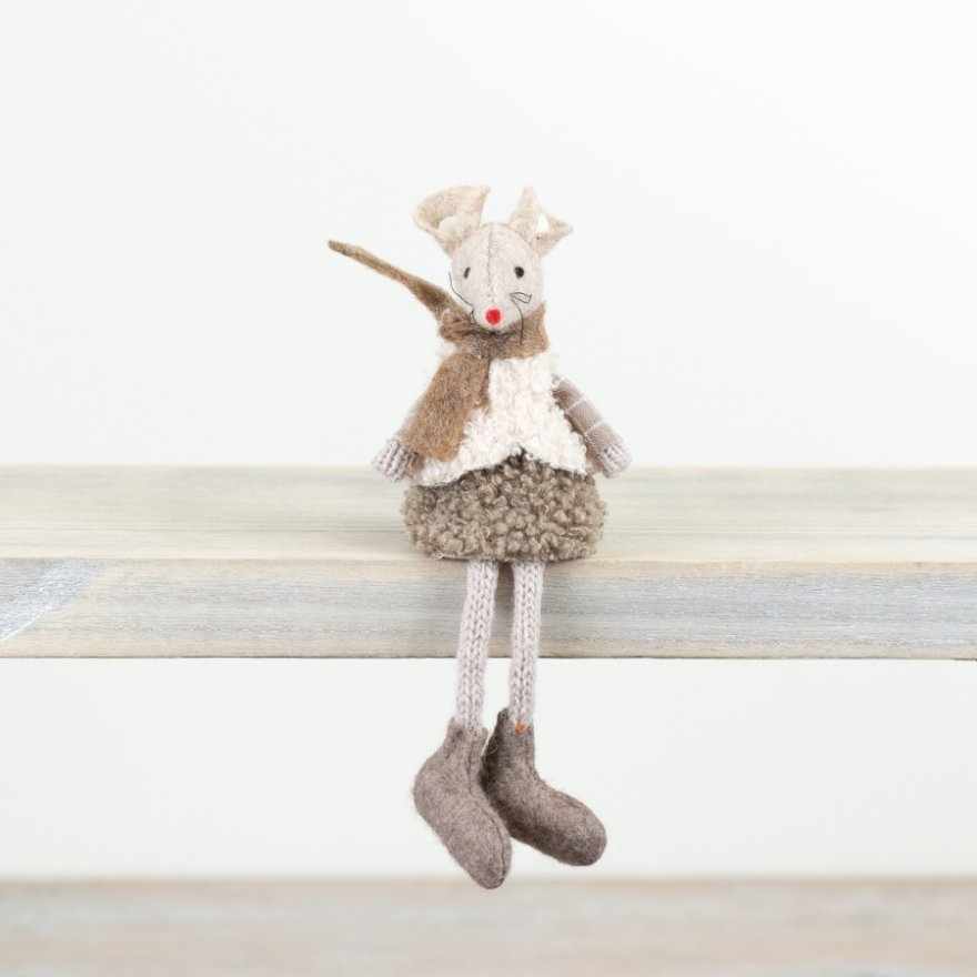 16cm Sitting Fabric Mice with Dangle Legs