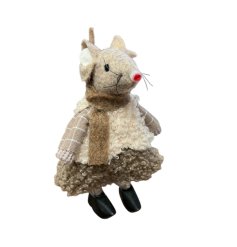 Fabric Standing Mice Deco, 11cm 
