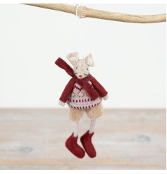 Red Fabric Hanging Mouse 15cm