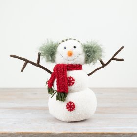 Charming fabric snowman figure perfect for adding festive cheer to any holiday display