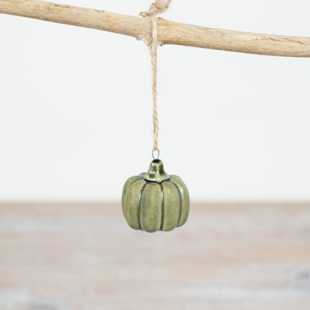 Add a rustic charm to your Halloween decor with our Green Pumpkin Jute Hanger 