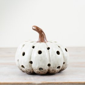 White ED Pumpkin Ornament , 16.5cm 