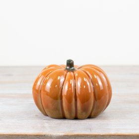 13cm Orange Glazed Pumpkin Ornament