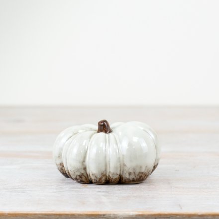 10cm White Glazed Pumpkin