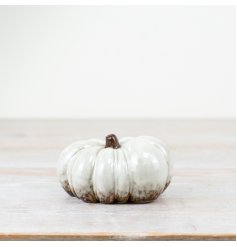 10cm White Glazed Pumpkin