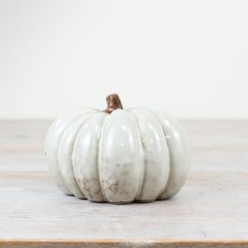 13cm White Glazed Pumpkin Ornament