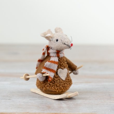 Autumnal Skiing Mouse 8cm