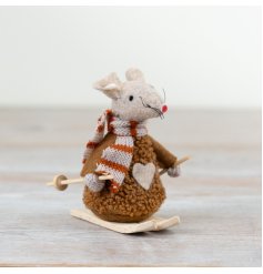 Autumnal Skiing Mouse 8cm