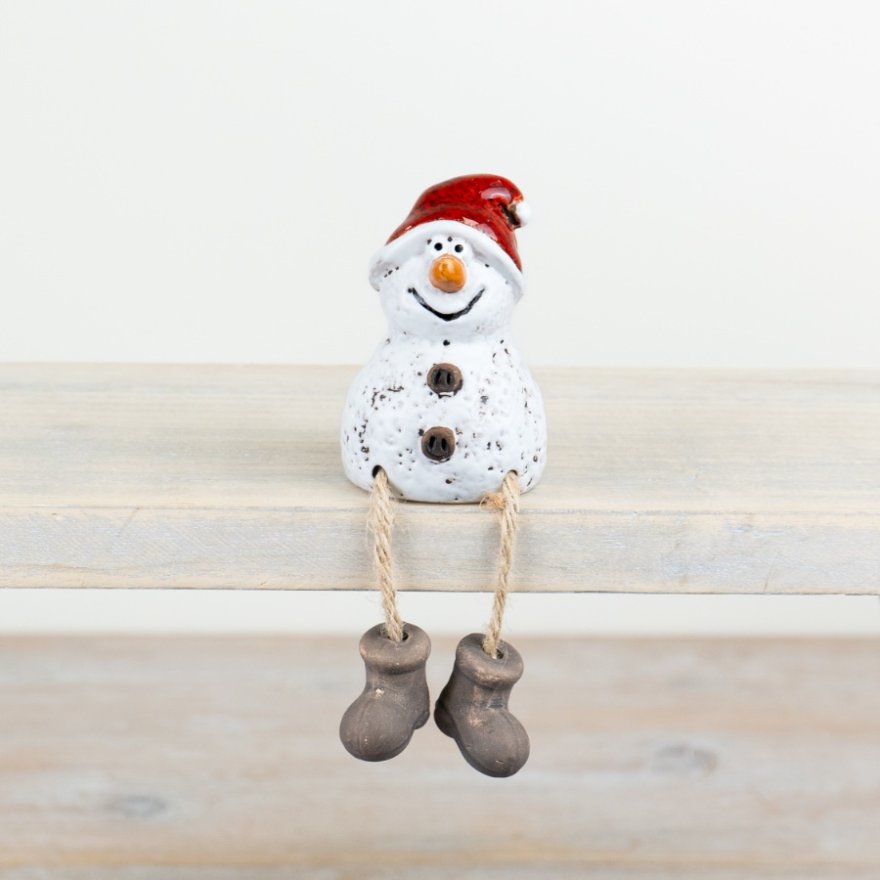 Rustic Snowman Sitter, 9cm