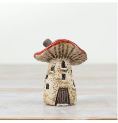 Rustic LED Mushroom House, 11.7cm 
