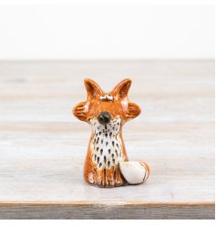 Amber Glazed Fox Deco, 8.6cm 