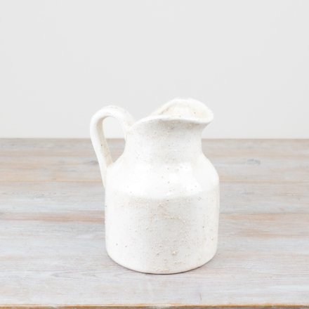 Terracotta Jug in White 