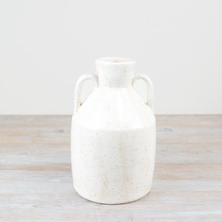 Terracotta Vase in White 