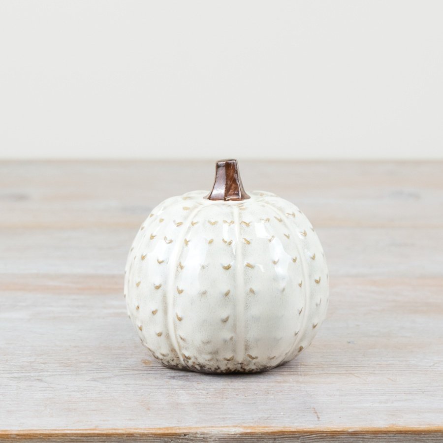 White Pumpkin Deco, 10.8cm 