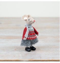Fabric Girl Mouse, 11cm