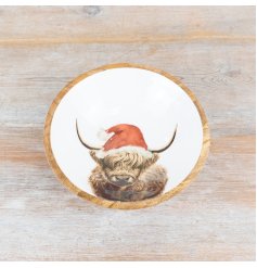 Festive Highland Cow Bowl 18cm