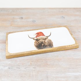 Christmas Highland Cow Tray, 40cm