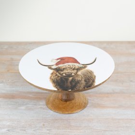 A charming Christmas cake stand, perfect for adding a touch of countryside charm to the festive table.