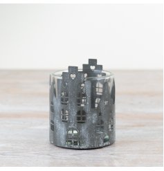 Grey House Candle Holder, 8cm