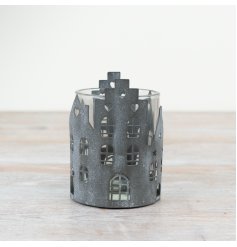 Grey House Candle Holder, 10cm