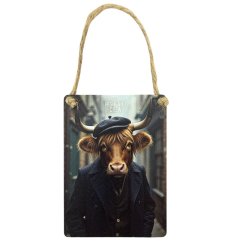Add a touch of rustic charm to your home with our Cow Peaky 1 Dangler Sign. 