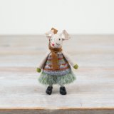 Fabric Standing Girl Mice, 11cm 
