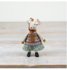 Fabric Standing Girl Mice, 11cm 