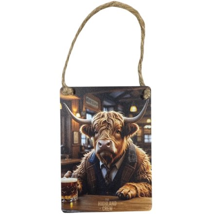 Whisky Bar Highland Cow Dangler Sign 