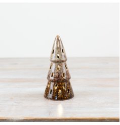 Speckle Brown Tree Deco, 12cm 