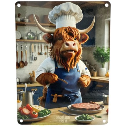 20cm Metal Highland Cow in Kitchen Sign