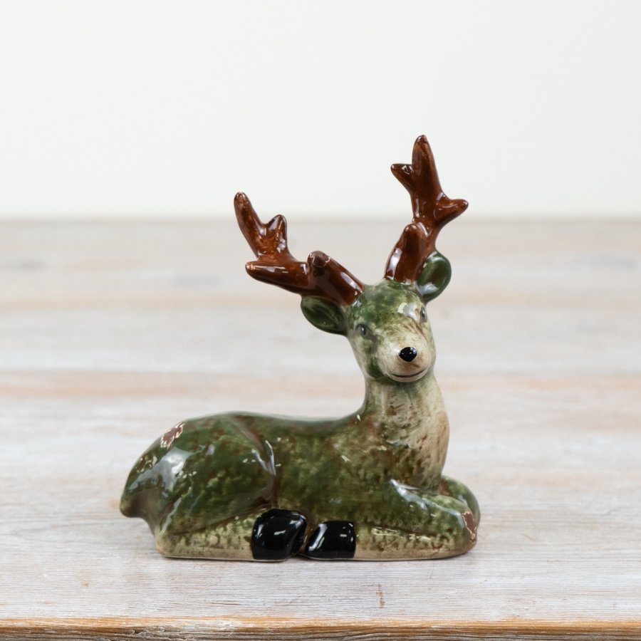 12cm Glazed Deer Ornament