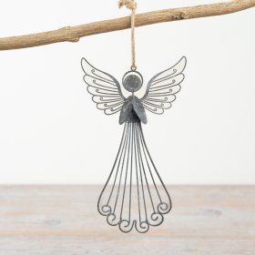 Grey Wire Angel Hanger, 18cm 