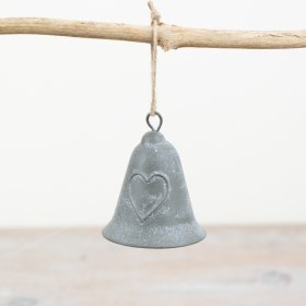 Grey Bell with Heart, 7.5cm 