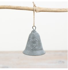 Hanging Metal Bell with Heart, 7.5cm 
