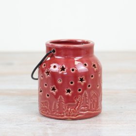 Add touch of classic charm to the home this holiday season with our stunning red ceramic lantern. 
