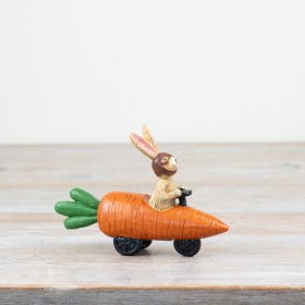 A unique seasonal gift item featuring Jasper rabbit racing a carrot car. 