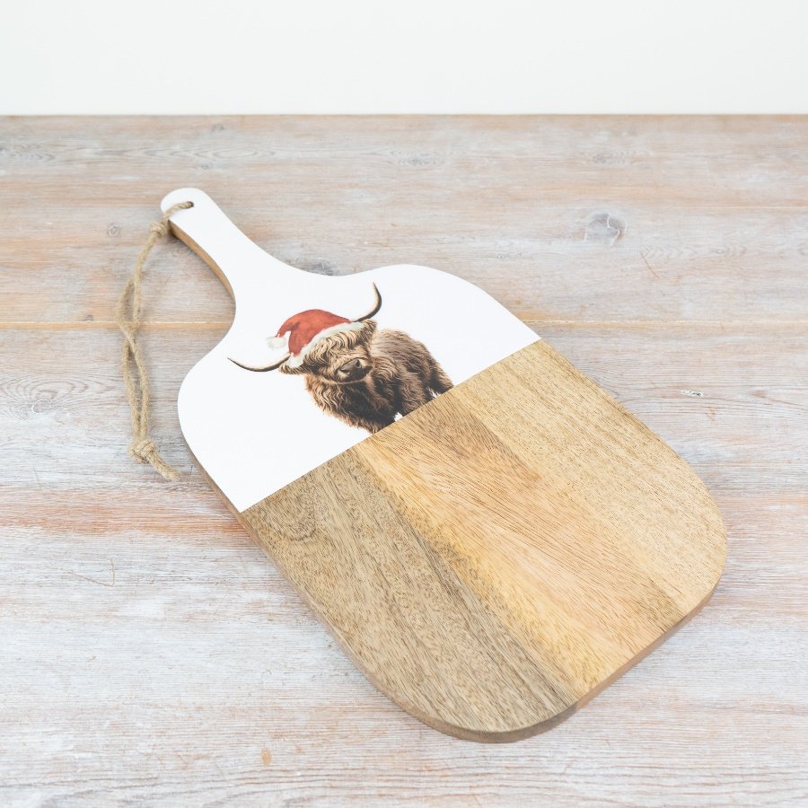 25cm Festive Highland Cow Serving Board