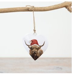 Hanging Highland Cow Heart, 8cm 