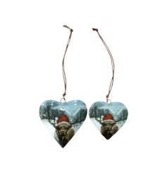 Highland Cow Heart Hangers, 8cm 