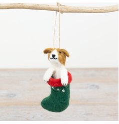 Add a touch of charm to your festive collection with our delightful felt dog hanger.
