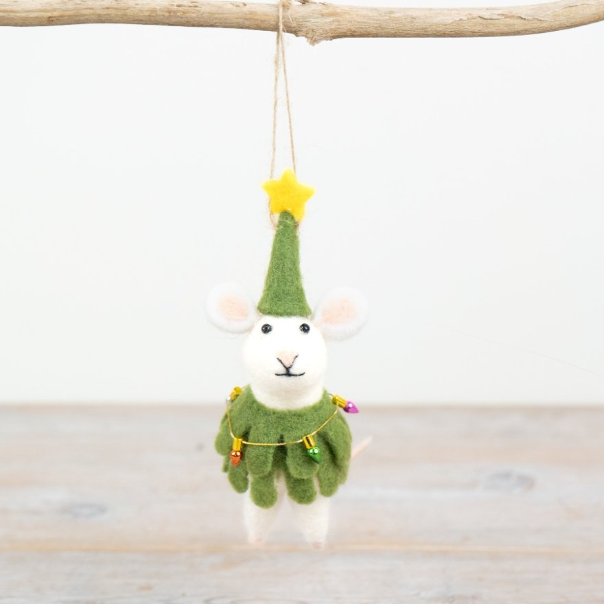 Christmas Tree Lights Mouse Hanger - 15cm